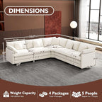 Ihanherry 114" V-Shaped Modern Sofa Modular Sectional Cloud Couch - Image 2