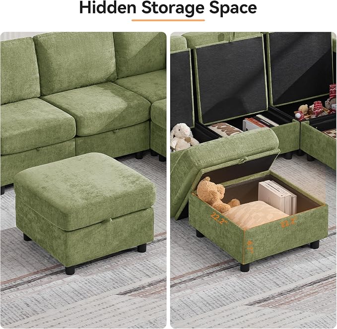 WUTUTUEE 25" Square Storage Ottoman - Image 4
