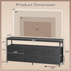 Huuger LED TV Stand for Bedroom, 55 Inch Fabric Dresser - Image 2