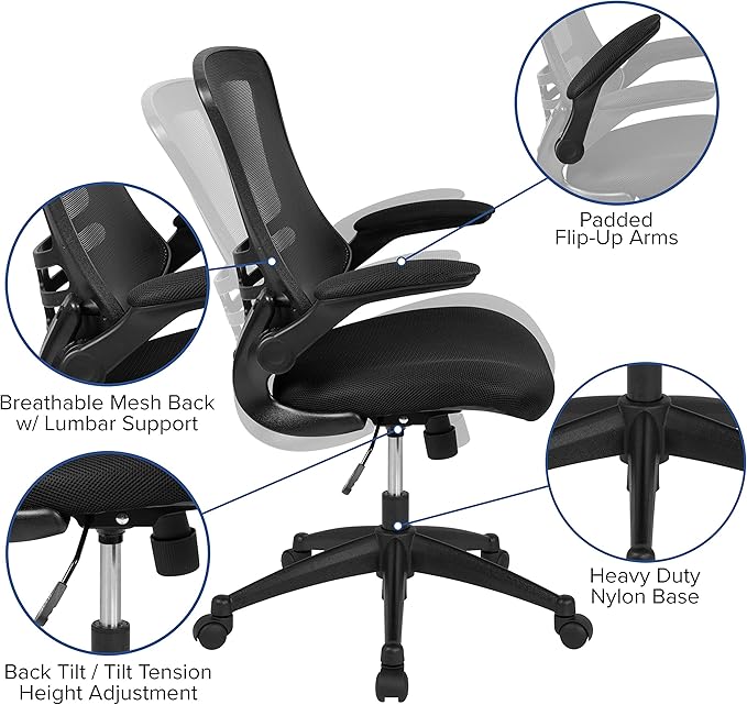 Flash Furniture Set of 4 Mid-Back Swivel Ergonomic Task Office Chairs - Image 5