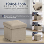 Ornavo Home Small Storage Ottoman Foldable Collapsible Cube Square Linen - Image 5