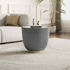 Henf Marble Round Side Table, 19.7" Fluted End Table - Image 2