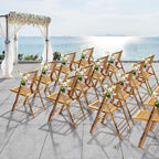 VINGLI Bamboo Folding Chair, Foldable Dining Wood Chairs Comfortable Seat - Image 6