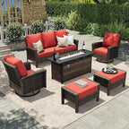 HERA'S HOUSE Red Patio Furniture Set, 6-Piece Outdoor Seating Conversation Sets by HERASHOUSE