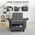 Oversized Recliner Chair with Swivel Tray Table, Modern Tufted Linen Fabric - Image 4