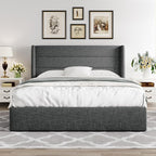 Allewie Full Size Lift Up Storage Bed, Modern Wingback Headboard, Hydraulic - Image 8