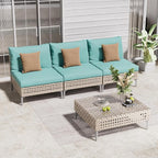 Grand patio 4-Piece Wicker Patio Furniture Set, Boho Outdoor Conversation Set by GrandPatio