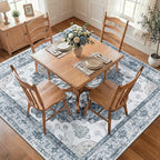 RELEANY Area Rugs Square 8ft Washable Non-Slip, Floral Vintage Distress Print - Image 2
