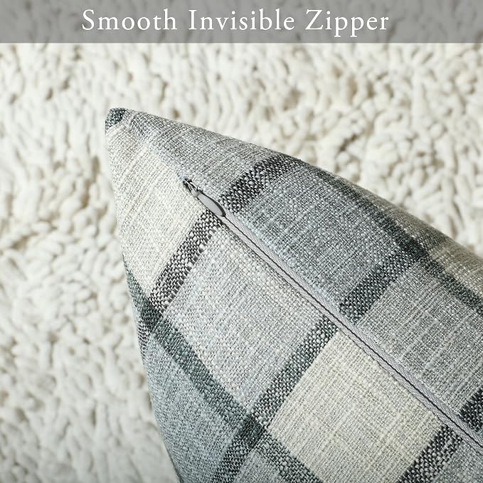 Stellhome Pack of 2 Linen Buffalo Check Throw Pillow Covers, Farmhouse Plaid - Image 3