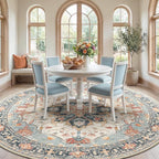 RELEANY Area Rugs Round 10ft Washable Non-Slip, Floral Vintage Distress Print - Image 3