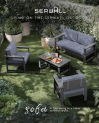 SERWALL 3 Pieces HDPE Outdoor Bistro Sofa Set - Image 6