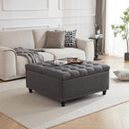 Tbfit Large Square Storage Ottoman Bench, Tufted Upholstered Coffee Table - Image 3