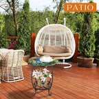 Cinnvoice Outdoor Side Table Round Small Mosaic Patio Accent Indoor End Plant - Image 4