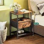 Huuger Night Stand with Fabric Drawer, Side Table with Mesh Shelf, Bedroom - Image 4
