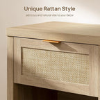 SICOTAS Rattan Nightstands Set of 2, Farmhouse Night Stand Bedside Table - Image 4