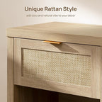 SICOTAS Rattan Night Stands, Farmhouse Nightstand Boho End Side Table Bedside - Image 4