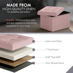 Ornavo Home Small Storage Ottoman, Foldable Collapsible Rectangle Linen Ottoman - Image 4