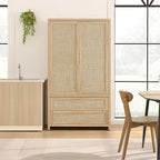 SICOTAS Rattan Armoire Wardrobe Closet Cabinet, and Hanging Rod, Boho - Image 6