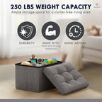 Ornavo Home Small Storage Ottoman Foldable Collapsible Rectangle Linen Ottoman - Image 7