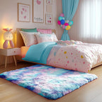 PAGISOFE Cute Furry Pastel Rug for Girls Bedroom, Soft Adorable Rainbow Purple - Image 9