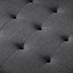 24KF Large Square Upholstered Tufted Linen Ottoman Coffee Table, Large Footrest - Image 5