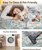 RELEANY Area Rugs Round 7ft Washable Non-Slip, Floral Vintage Distress Print - Image 4
