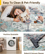 RELEANY Area Rugs Round 10ft Washable Non-Slip, Floral Vintage Distress Print - Image 5