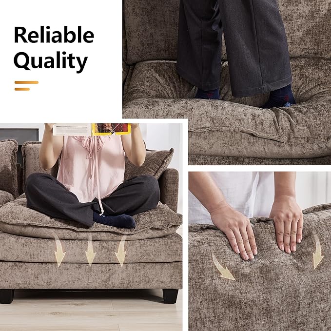 147'' Sectional Cloud Deep Seat Couch, Oversized Chenille U Shaped Sectional - Image 5