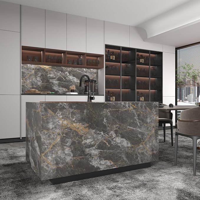 BAYYA Faux Marble Contact Paper Waterproof Countertop Peel and Stick Wallpaper - Image 7