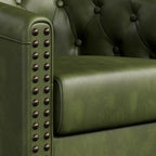 Swivel Barrel Accent Chair, Round Nailhead Faux Leather Living Room Arm Chairs - Image 8