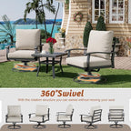 HOMREST Patio Furniture Sets 4 PCS Outdoor Metal Conversation Sets, 360 Degree - Image 2