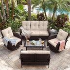UPHA 6 Pieces Patio Furniture Sets, Wicker Outdoor Sofa Set - Image 5