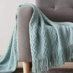 BOURINA Aqua Throw Blanket 50x60 Inches Throw Textured Solid Soft Sofa Couch - Image 3