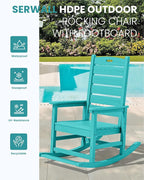 SERWALL Outdoor Rocking Chair Set of 2, Oversized HDPE Patio Rocking Chair - Image 4