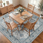 RELEANY Area Rugs Square 7ft Washable Non-Slip, Floral Vintage Distress Print by RELEANY
