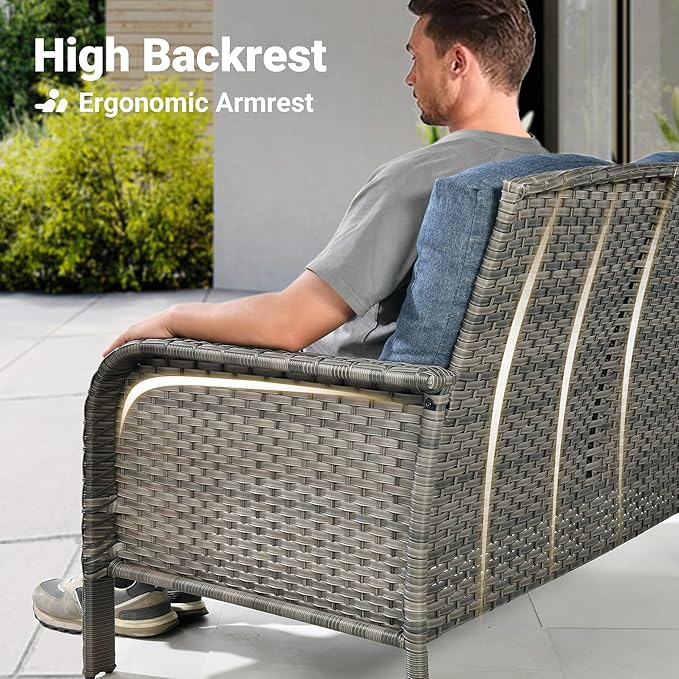 ovios 2-Piece Patio Furniture Set, Outdoor Wicker Sofa - Image 2