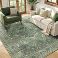 RELEANY Area Rugs 5'x7' Washable Non-Slip, Floral Vintage Distress Print by RELEANY