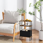 Narrow Side Table with Fabric Basket, End Table - Image 6