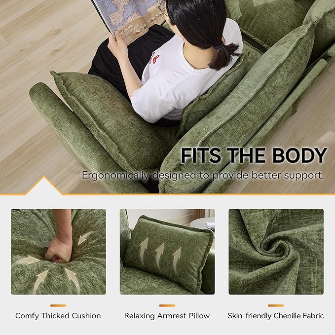 147'' Sectional Cloud Deep Seat Couch, Oversized Chenille U Shaped Sectional - Image 4