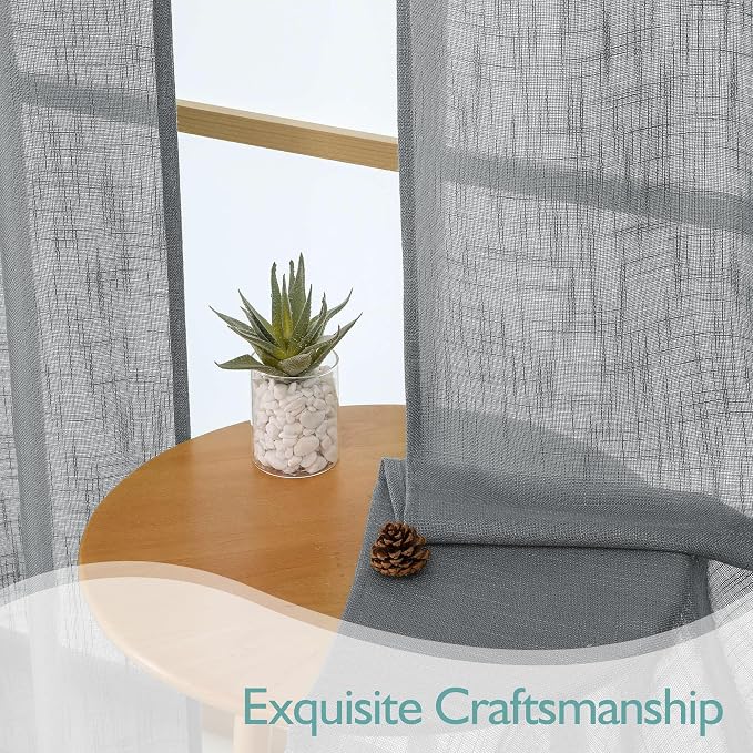 Chyhomenyc Charcoal Grey Semi Sheer Curtains 54 Inch Length - Image 6