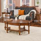 LEEMTORIG Oval Round End Table, 2-Tier Solid Wood End Table Side Table - Image 6