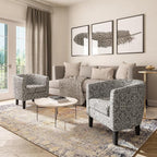 BELLEZE Accent Barrel Chair Set of 2, Linen Round Chair Club Tub Sofa Corner - Image 6