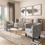 BELLEZE Accent Barrel Chair, Linen Round Chair Club Tub Sofa Corner Chair - Image 6