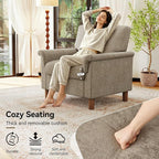 Mid Century Modern Accent Chairs Set of 2, Chenille Comfy Living Room Arm Chairs - Image 3