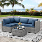 Vongrasig 5 Pieces Outdoor Sectional Furniture, All-Weather Rattan Patio by Vongrasig