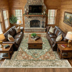 RELEANY Area Rugs 9'x12' Washable Non-Slip, Floral Vintage Distress Print - Image 2