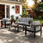LayinSun Outdoor Aluminum Furniture Set, 4 Pieces Patio Sectional Conversation by LayinSun