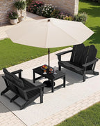 SERWALL Folding Adirondack Bench, HDPE All-Weather Adirondack Loveseat Set of 2 - Image 2