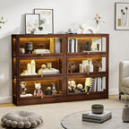 Display Cabinet with Acrylic Glass Doors, 3-Tiers Curio Cabinet with LED - Image 4