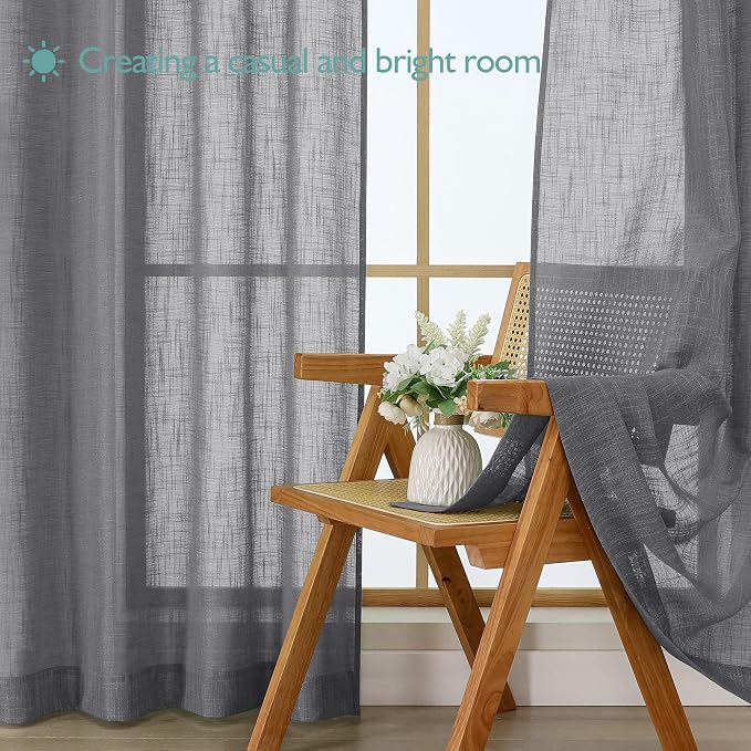 Chyhomenyc Extra Long Charcoal Grey Semi Sheer Curtains 108 Inches Long 2 - Image 7